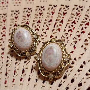 Elegant Gold and Cream Earrings Faded From Age Clip On Earrings Very Old